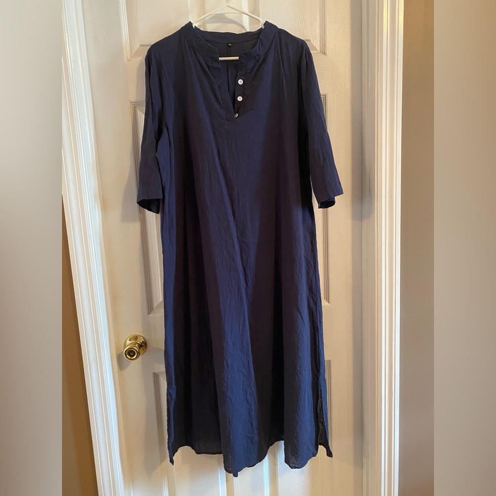 Casual Navy Blue Maxi Dress